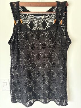 croft & barrow Black Crochet Tank Top